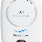 Rechargeable waist fan with lanyard to use as a neck fan. With Power display LED screen and 3 speed levels. Great for camping essentials, stroller fan & as personal fan. (White)