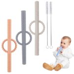 Hollow Hand Teether Tubes for Baby, Silicone Baby Relief Teething Toy, Chewy Tubes Toys 3-6 Months, Teething Straws for Toddlers