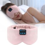 Soft Sleep Eye Mask Bluetooth Headband Wireless Headphones, SYPVRY Adjustable Sleep Mask for Sleeping Meditation Insomnia Night Mask Music Eye Cover for Side Sleepers Airplane Travel, Pink