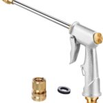 Lengthened Rod Garden Hose Nozzle Heavy Duty High Pressure Water Sprayer for Garden Spray Patio Outdoor Washer Pet Shower Car Wash attachment (Lengthened)