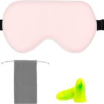 Amazon Basics Genuine Natural Mulberry Silk Curved Sleep Eye Mask with Adjustable Strap, One Size, Pink