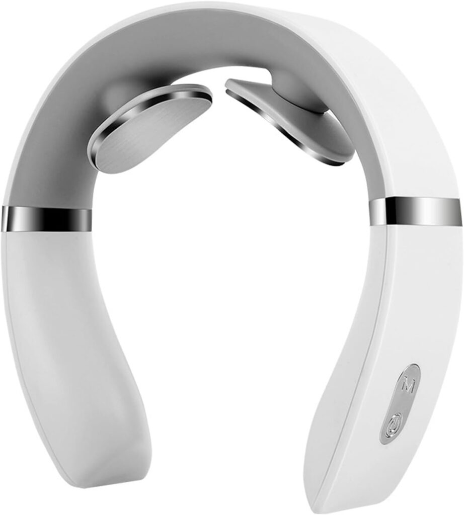 FUTURAX PulseX Neck Massager – with Heat & 16 Intensity Levels, Ergonomic Wearable for Muscle Relaxation, Home/Office/Travel Device (White)