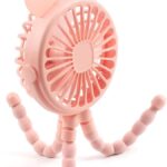 Suteng Stroller Fan Flexible Tripod Clip On Baby Fan, Battery Operated Mini Portable Handheld Fan for Car Seat Crib Stroller, USB Rechargeable Small Desk Fan with 3 Speeds and LED Lights