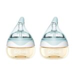 Breast Milk Baby Bottles for Newborn Baby PPSU Anti Colic Infant Bottles Wide Neck Breast-Like Nipple Slow Flow Breastfeeding Toddler Bottles-2pack (2.5oz/pc Blue)