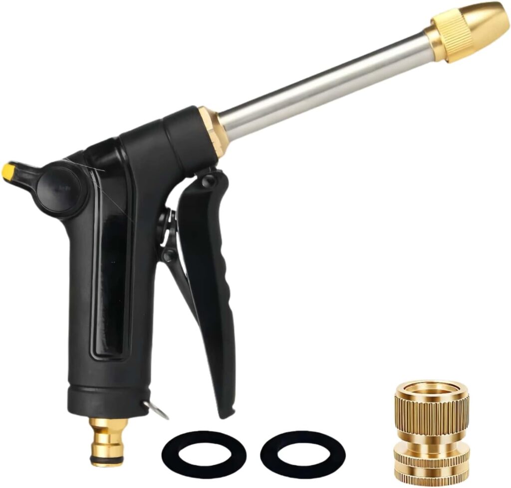 Upgrade Garden Hose Nozzle sprayer, Metal Adjustable High Pressure Water Hose Nozzle for car washing, cleaning, watering Plants, showering Pets, Outdoor Gardening