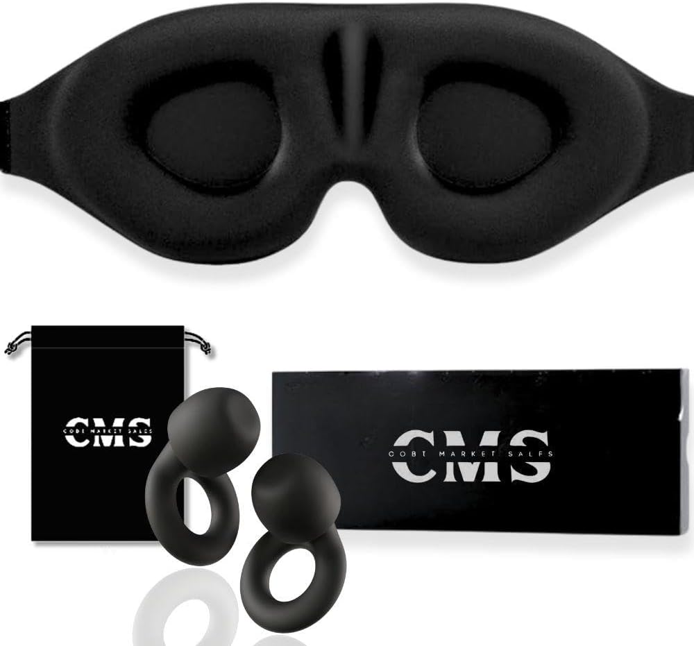 Unisex Sleep Mask – Plus A Pair of Sleep Plugs, Light and Sound Blocking, Soft and Comfortable, The Best Sleep Mask.