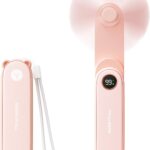 SWEETFULL Portable Handheld Mini Fan with LED Display, 3-in-1 Personal Foldable USB Rechargeable Hand Held Fan & Flashlight for Travel, Lash Eyelash, Cute Small Pocket for Women, Girls