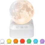 White Noise Sleep Machine with Moon Lamp Night Light,24 Soothing Sounds,Adjustable RGB Color Changing,Sleep Aid for Babies & Adults,Timer & Type-C Rechargeable,Reduces Stress & Improves Sleep Quality