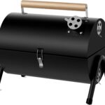 Portable bbq Charcoal Grill Small Folding Table Top Charcoal Grill for Outdoor Camping Two Side Carbon Smoker Griller (Black)