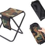 Mini Portable Folding Stool, Camping Fishing Stool for Adults Fishing Hiking Gardening and Beach with Carry Bag, Hold Up to 450lbs(Camouflage)