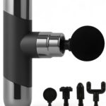 Massage Gun Deep Tissue, Percussion Massager for Back and Neck with 6 Speeds, Cordless Muscle Massager for Pain Relief with 4 Heads, Type-C Charging, Travel Size, Best Gifts