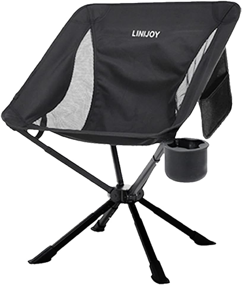 Lightweight Portable Camping Chair,Folding Camping Chair for Adults Support up to 300lbs with Cup Holder,Storage Bag (Black)