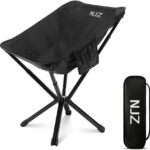 Small Camping Chair, Compact Folding Camping Chair for Adults-200 LBS Supported Lightweight Backpacking Chair for Outdoors Fishing, Hiking, Travel, Picnic, Beach Aluminum Chair(Black)