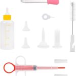 Kitten Bottle Feeding Kit, Cat Feeding Bottle for Newborn Kittens, Pet Nursing Bottle Kits Replacement Nipple, Pet Pill Shooter Dispenser, 5ml Dropper