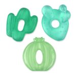 Itzy Ritzy Water-Filled Teethers – Cold Cutie Coolers Textured On Both Sides to Massage Sore Gums & Emerging Teeth – Can Be Chilled in Refrigerator, Set of 3 Green Cactus Water Teethers