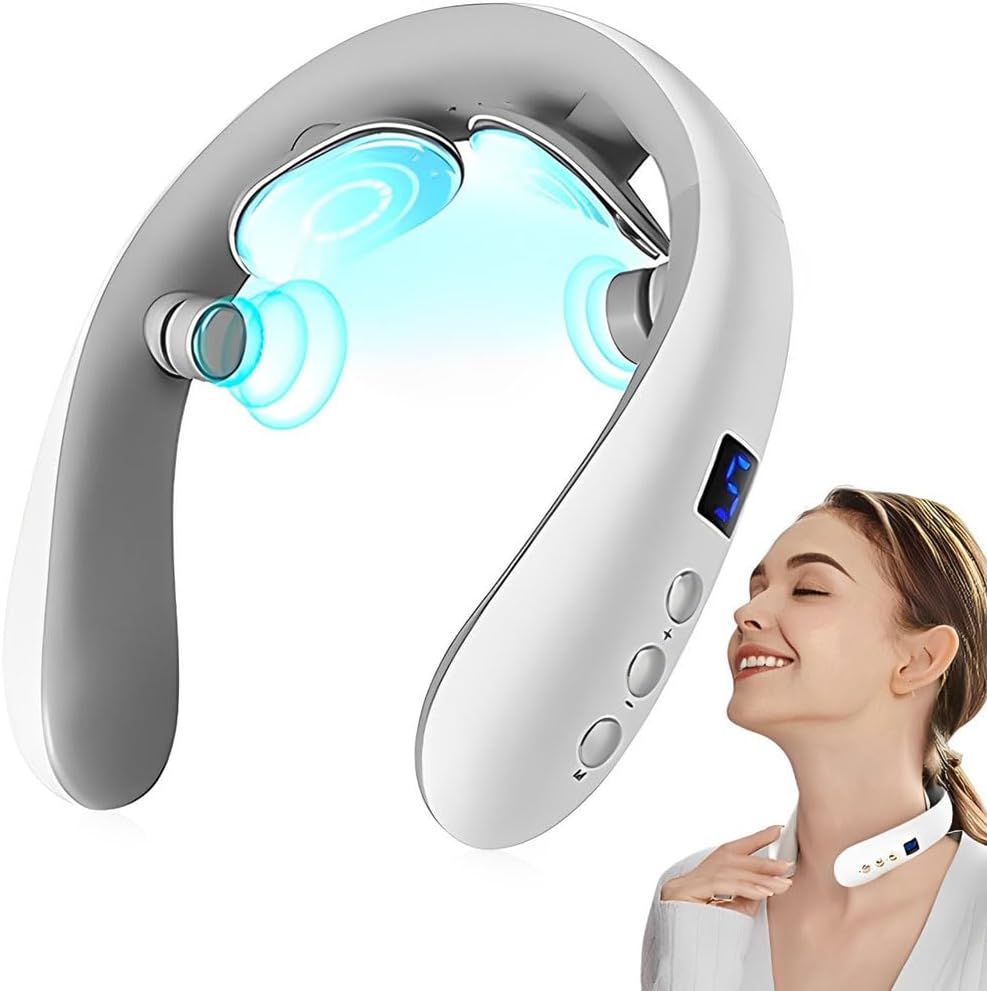 Neck Massager with Heat, Electric Pulse Neck Massager for Pain Relief, Wireless Neckology Intelligent Massager for Women