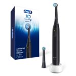 Oral-B iO Series 2 Rechargeable Electric Powered Toothbrush Starter Kit, Night Black with 2 Brush Heads – Automatic Pressure Sensor to Protect Gums – 3 Modes – 2 Min Timer