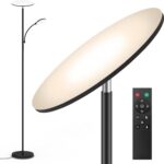 Floor Lamps for Living Room, 44W/4500LM Super Bright 2 in 1 LED Floor Lamp with Remote, Stepless Dimmable, 69″ Tall Standing Floor Lamp with Bendable Reading Light for Bedroom Office