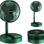 Portable Folding Fan, Rechargeable Standing Pedestal USB Fan, 3 Speeds, 2000mAh Battery Operated for Home, Camping, Office, 6.5-Inch