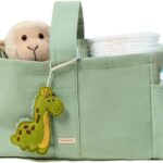 Folkulture Baby Diaper Caddy | Cotton Diaper Bag for Kids – Stylish Comfort Spacious Travel Essential Cart | Nursery Storage Bin and Car Organizer for Diapers, Wipes – (Sage Green – 15″)
