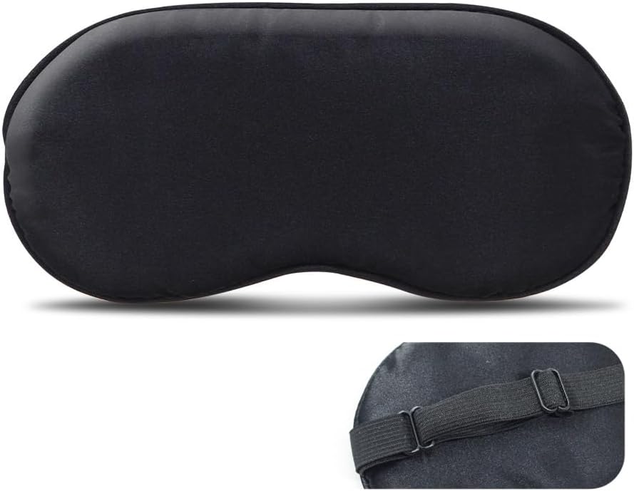 Black Eye Mask Sleeping Eye Mask for Women Men Light Blocking Sleep Mask Eye Covers Adjustable Strap for Travel Flight Nap