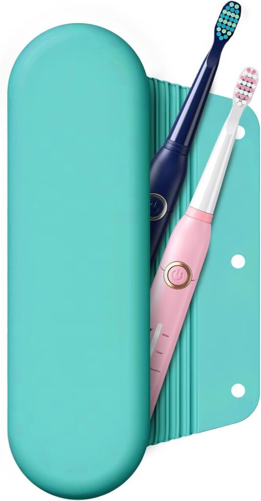 Silicone Electric Toothbrush Travel Case, Manual Toothbrush Travel Cover for Men and Women,Toothbrush Holder for Travel,Gym and More, Fits Most Manual and Electric Toothbrushes – Mint Green