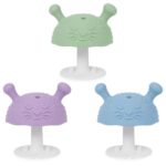 BumbleBee Soft Silicone Teething Toys Set | Easy to Grasp Toy for Baby Teething Relief – 3+ Months & Soothes Sore Gums | BPA-Free Silicone Teether 3pcs, Green,Purple & Blue