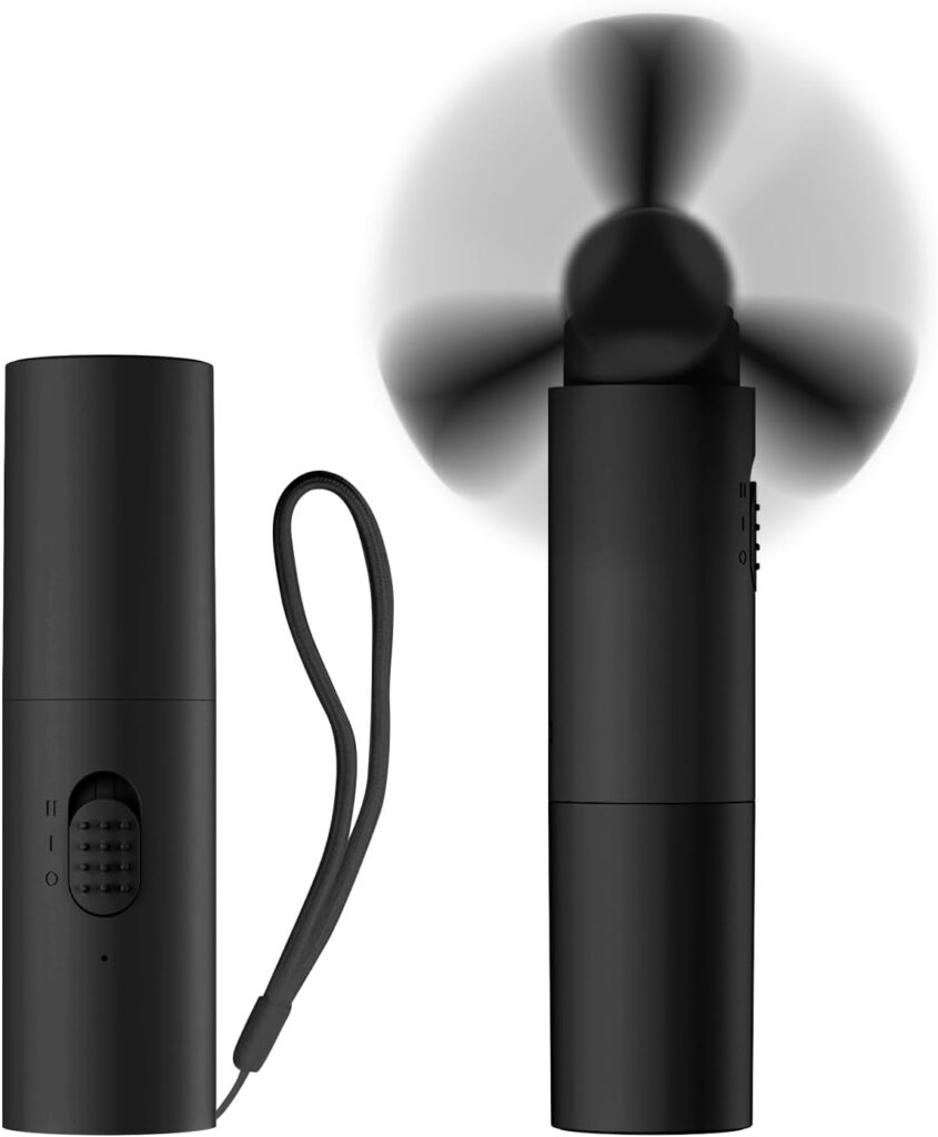 OLV Handheld Mini Fan Portable Rechargeable 3000mAh USB Battery Powered 22+Hrs Runtime Small Hand Held Fan Foldable Pocket Personal Fan Gifts for Women Girls Men Office,Travel,Outdoor – Black