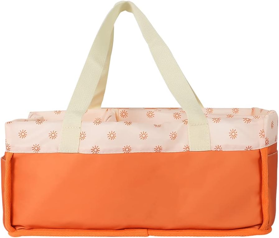 MOMIGO Baby Diaper Caddy Organizer – Portable Nursery Storage Basket for Diapers and Baby Wipes, Diaper Stacker Car Organizer, newborn nursery Gift Sun