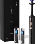 O.H.B Sonic Electric Toothbrush, Electronic 80° Wave Oscillation & Vibration Travel Sonic Toothbrush for Adults with 9 Modes, Timer, 2 Brush Heads, IPX8 Waterproof, Rechargeable, 60-Day Battery Life