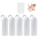 5Pack Kitten Bottle for Nursing Puppy Milk Kitten Bottles Feeding Kit Silicone Nipple for Newborn Pets Kittens, Puppy,Squirrel (Green)