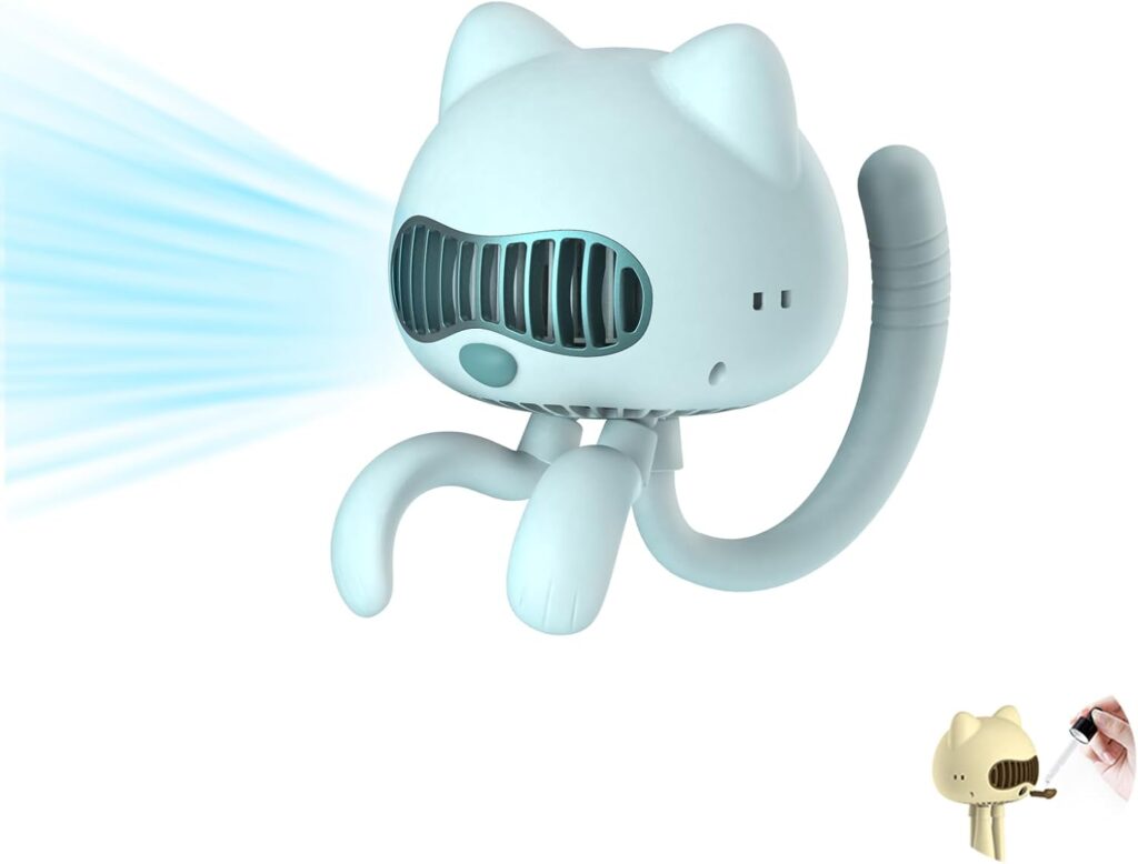 F08 Stroller Fan,HandheldFan,TableFan Powerful,2000mAh Battery USB Rechargeable,Non-touch Design,Aroma Fan,for Women/Family (Blue)