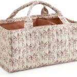 Diaper Caddy Organizer,Cute Floral Nursery Storage Basket,Soft Portable Changing Table Car Caddy Organizer Gift (Floral B)