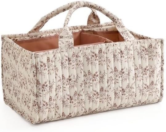 Diaper Caddy Organizer,Cute Floral Nursery Storage Basket,Soft Portable Changing Table Car Caddy Organizer Gift (Floral B)