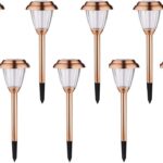 Solar Lights Outdoor – 8 Pack Copper Garden Walkway Lights Solar Powered Waterproof for Garden, Lawn, Yard, Pathway