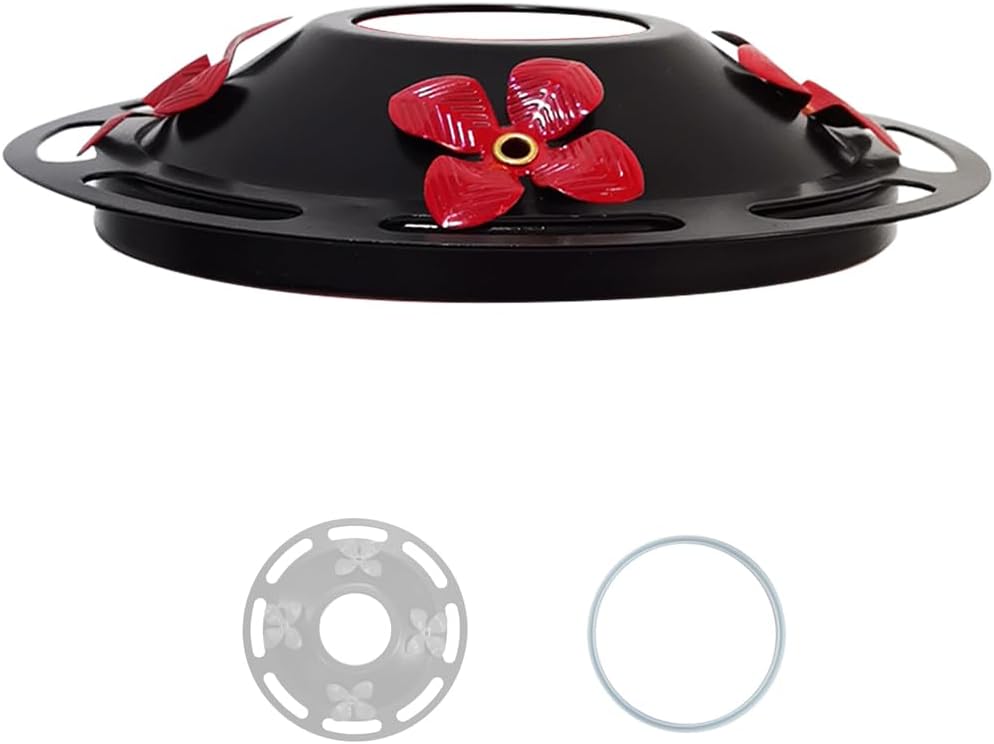 Hummingbird Feeder Bottom Base Replacement Part – ONLY Metal Cover – No Nectar Basin – Compatible with Handmade Blown Glass Bottle Base