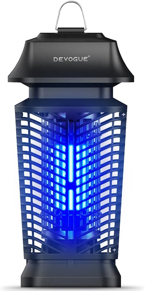 DEVOGUE® Electric Bug Zapper – Electric Blue Violet Attract Insect Light – Modern Stylish Mosquito Fly Killer – Fly Mosquito Control Bug Zapper Outdoor & Home and Kitchen (Black)