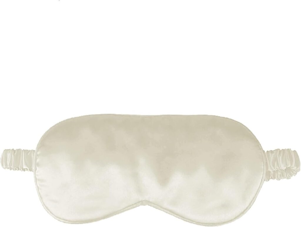 1 Pack Sleep Mask, Silk Eye Mask with Elastic Strap, Blindfold, Soft Silk Sleeping Mask for Girls, Women, Men (White)