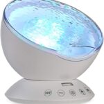 TOMNEW Ocean Wave Projector Sound Machine, Night Light Projector with Remote Control Timer 7 Colors LED Lighting Modes Water Lamp for Kids Adults Bedroom Living Room Party Decorations Gift (White)