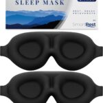 Sleep Mask [2 Pack] – Eye Mask for Sleeping – Patented, Contoured, 100% Blackout, Zero Pressure Sleeping Masks for Women and Men, Blindfold and Eye Covers – S2 Black