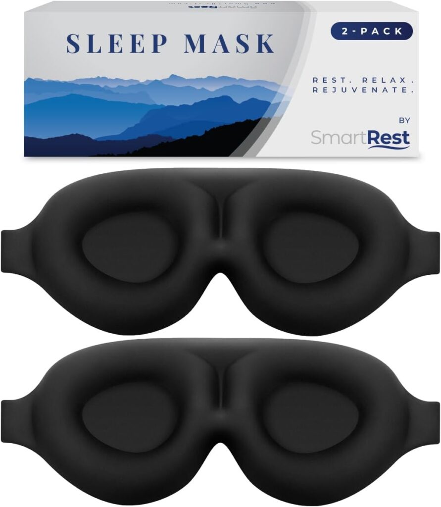 Sleep Mask [2 Pack] – Eye Mask for Sleeping – Patented, Contoured, 100% Blackout, Zero Pressure Sleeping Masks for Women and Men, Blindfold and Eye Covers – S2 Black