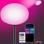 Smart LED RGB Floor Lamp, 2000LM Bright Tall Living Room Lamp, 68” Standing Lamp, 2700-6500K Color Temperature Dimmable Color Changing Modern Torchiere Floor Lamp with Remote for Bedroom Office-Black