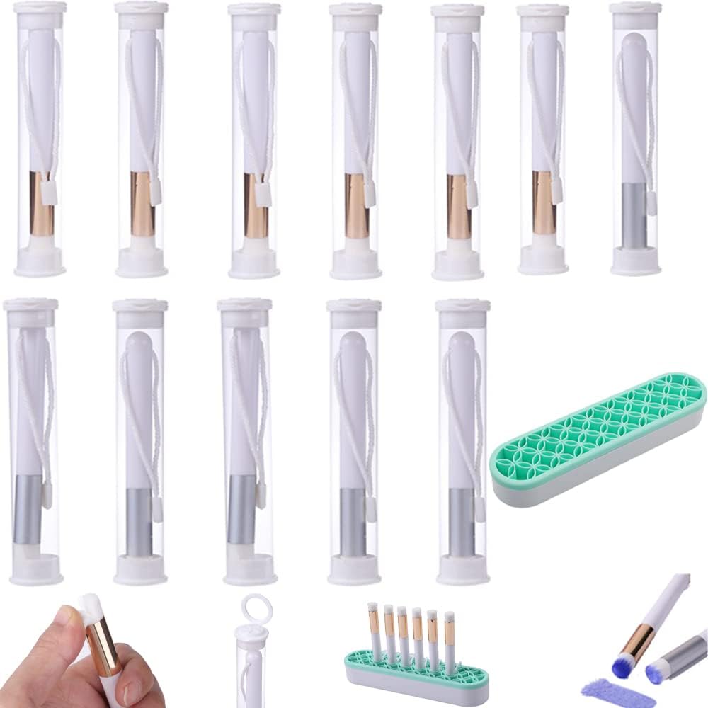 12 Pieces Ink Blending Brushes for Card Making Paper Crafting Stamping Background Mini Crafting Brushes with Holder Sets for Blending Paper Crafter Blenders Painting Multipurpose Use