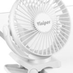 Viniper 6 inch Rechargeable Clip on Fan, 5000mah Battery Desk Fan : 360° Rotation & 3 Speeds Strong Wind Portable Fan, 8-30 Working Hours, Quiet and Powerful (White)