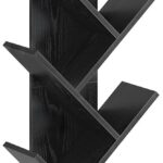 Rolanstar Bookshelf with Drawer,9 Shelf Tree Bookshelf,Retro Bookcase,Wooden Storage Rack for CDs/Movies/Books, Utility Organizer Shelves for Bedroom, Living Room, Home Office