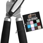 GORILLA GRIP Heavy Duty Stainless Steel Smooth Edge Manual Can Opener and Bottle Openers, Soft Comfortable Handle, Oversized Handheld Turn Knob, US Designed Multifunctional Kitchen Tool, Black