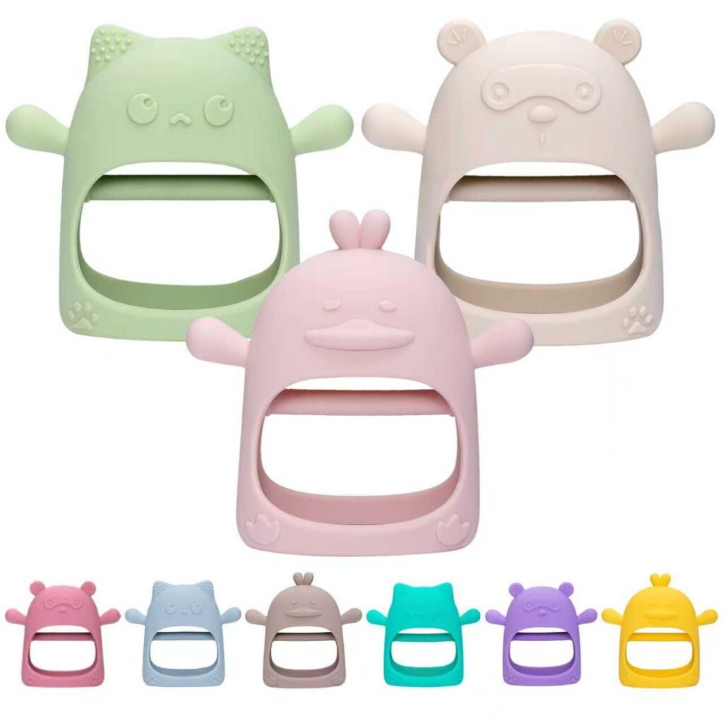 3 Pack Baby Teething Toys for 0-6 6-12 Months, Food Grade Silicone Teething Mitten for Babies, Anti Drop Wrist Hand Teethers, Baby Chew Toys for Sucking Needs, Infant Teething Relief, Macaron