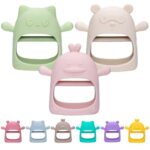3 Pack Baby Teething Toys for 0-6 6-12 Months, Food Grade Silicone Teething Mitten for Babies, Anti Drop Wrist Hand Teethers, Baby Chew Toys for Sucking Needs, Infant Teething Relief, Macaron