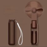 Portable Mini Fan with Powerbank, 3-Speed USB Rechargeable, 25Hr Battery Life, Brown/Green