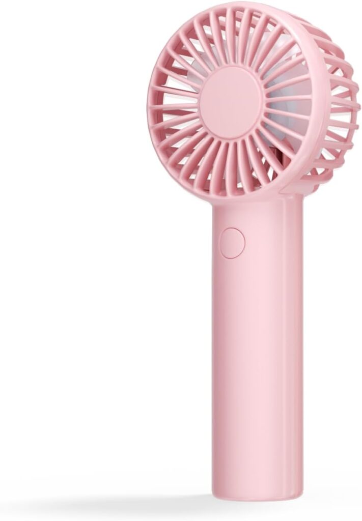 Mini Handheld Fan, Powerful 3 Speed Portable Personal Fan, Cute and Pocket Design, USB Rechargeable for Makeup/Lash/Travel/Outdoors, Summer Gift for Stylish Girls Women Kids-Pink